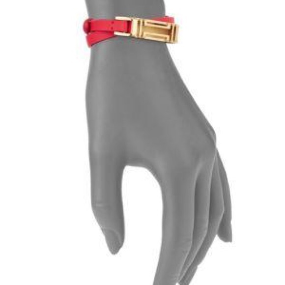 RARE NEW WITH TAGS TORY BURCH x FITBIT COLLAB ORANGE RED WRAP BRACELET WITH GOLD - Picture 4 of 16